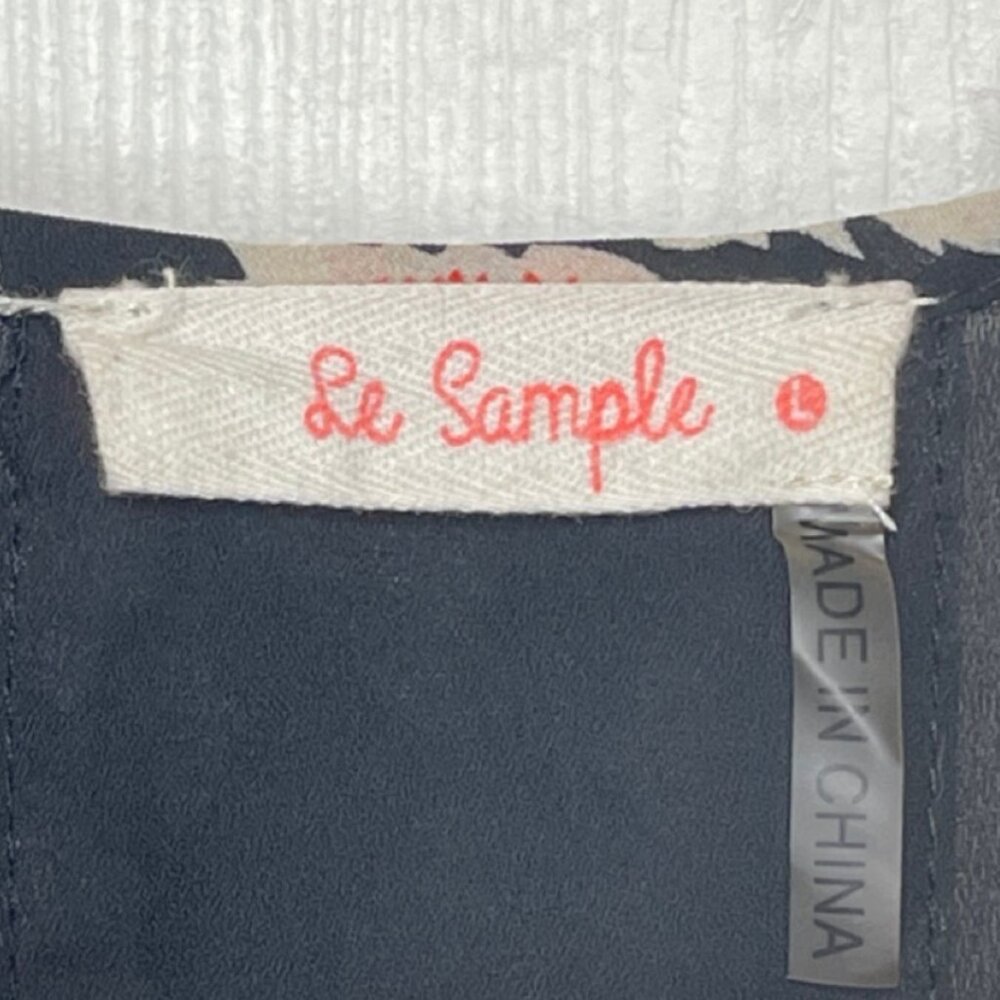 LE SAMPLE | Womens Spaghetti Strap Black Sheer Tank Top | Size L - Picture 7 of 11